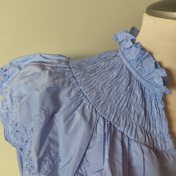 ZARA Baby Blue Broderie Ruffle Top Blouse - Picture 6 of 9